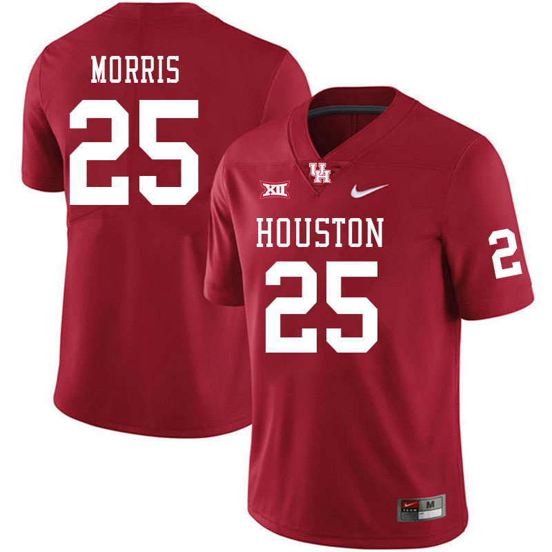 Men #25 Jamal Morris Houston Cougars Big 12 XII College Football Jerseys Stitched-Red - Click Image to Close